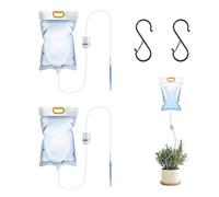 Plant Drip Irrigation Kit, 2Pcs 3.5L Drip Irrigation Bags with Adjustable Control Valve Switch,Plant Irrigation System Home Sprinkler Device and S Shape Hook for Indoor and Outdoor