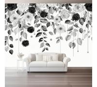 Plant Eucalyptus Leaf Flower Rose Print Wall Mural Wallpaper | Scandinavian Simple Style Photo Wallpaper, Home Decoration, Bedroom, Living Room, Grey 200x140cm (W x H)