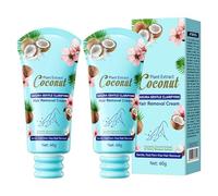 Plant Extract Coconut Gentle Clarifying Hair Removal Cream, with Coconut Oil and Cherry Blossom Extract, No Skin Irritation, 60g (2 PCS)