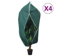 Plant Fleece Cover 4pcs Green 1.55x1.55m Non-Woven Fabric with Zip Frost-Protect
