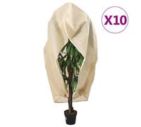 Plant Fleece Cover Beige 1x1.55m Non-Woven Zip Drawstring Reusable 10PCS Winter