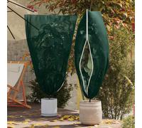 Plant Fleece Cover Green 1.55x1m Non-Woven Fabric Zip Drawstring 5 Pack Outdoor