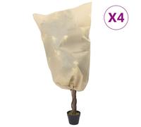 Plant Fleece Covers 4pc Beige 0.8x0.8m Non-Woven Fabric Frost Protection EasyUse