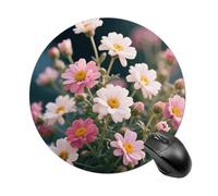 Plant Floral Flowers Mouse Pad Round Laptop Mouse Mat Cute Computer Mousepad Keyboard Pad Non-Slip Desk Pads for Gaming Office Work Home