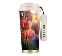 Plant Floral Flowers Print Insulated Coffee Mug, 316 Stainless Steel Vacuum Travel Cup, Keep Hot And Cold