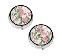 Plant Floral Flowers Print Pill Box 3 Compartment Medicine Pill Case,Portable for Pocket Or Purse Pill Organizer Decorative Metal Medicine Vitamin Organizer Unique Gift
