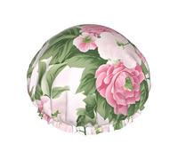 Plant Floral Flowers Print Premium Double Layer Shower Cap For Women With Reusable Shower Cap For Hair - Waterproof Plastic Cap - Shower Caps For Long, Short And Curly Hairs