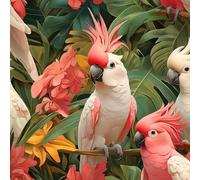 Plant Flower Peel and Stick Wallpaper 0.45×5 m Removable Self Adhesive Parrot on a Branch Contact Paper Sticky Back Thicken Waterproof Matte Wall Paper for Living Room Bedroom Furniture Decorate