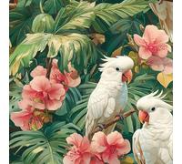 Plant Flower Self Adhesive Wallpaper Parrot on a Branch Contact Paper Peel and Stick Wallpaper Thicken Waterproof Matte with Sticky Back Canvas Wall Cabinets Furniture Stickers Decorate 0.3×5 m