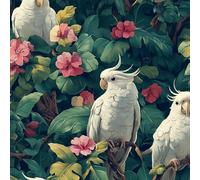 Plant Flower Wallpaper Self-Adhesive 0.4×20 m Parrot on a Branch Pattern Matte Contact Paper Removable Thicken Waterproof Canvas Peel and Stick Wall Paper for Home Decoration Furniture Renovation