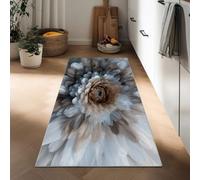 Plant Flowers Hallway Runner Rug 75 x 200 cm, Washable Kitchen Carpet White Non-Slip Runners Realism Short Pile Non-Shedding Rug Floor Mat for Entryway Door Entrances