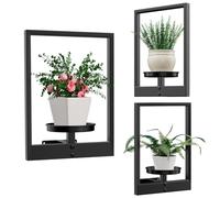 Plant Frames Wall Decor, Picture Frame Wall Plant Holder, Wall Hanging Planters for Indoor Plants, Hanger Outdoor Plant Holder, Home Decor Display Stand for Living Room Balcony Garden Patio, 3-Pack
