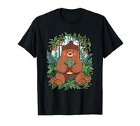Plant Garden Stillness Happy Bear Flowers Jungle T-Shirt