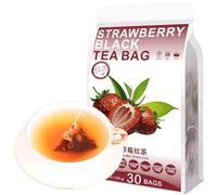 Plant Gift 30 Cups Strawberry Black Tea Bag (草莓红茶 CAO MEI HONG CHA) 5.29oz (5g*30bags/150g) Black Tea，Dried Strawberries, Natural Mixed Herbal Combination of Floral Tea