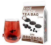 Plant Gift 50 Cups Five Black Tea Bag (五黑茶 WU HEI CHA) 8.81oz (5g*50bags/250g) Semen sesami nigrum, Black Soya Bean, Black Rice Natural Mixed Herbal Combination of Floral Tea