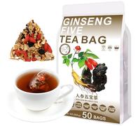 Plant Gift 50 Cups Ginseng Five Tea Bag (人参五宝茶 REN SHEN WU BAO CHA) 8.81oz (5g*25bags/250g) Wolfberry, Mulberry, Polygonatum, Maka Powder, Natural Mixed Herbal