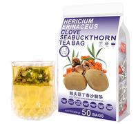 Plant Gift 50 Cups Hericium erinaceus clove Seabuckthorn Tea Bag (猴头菇丁香沙棘茶 HOU TOU GU DING XIANG SHA JI CHA) 8.81oz (5g*50bags/250g) Orange peel, Natural Mixed Herbal Combination of Floral Tea