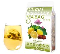 Plant Gift 50 Cups Oil Cut Big Belly Tea Bag (油切大肚茶 YOU QIE DA DU CHA) 8.81oz (5g*50bags/250g) Cassia Seed, Lemon Natural Mixed Herbal Combination of Floral Tea