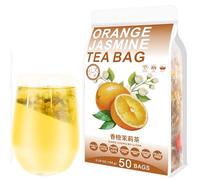 Plant Gift 50 Cups Orange Jasmine Tea Bag (香橙茉莉茶 XIANG CHENG MO LI CHA) 5.29oz (3g*50bags/150g) Natural Mixed Herbal Combination of Floral Tea