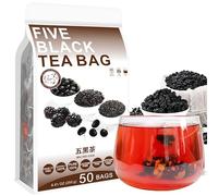 Plant Gift Five Black Tea Bag 8.81oz (5g*50bags) Mulberry, Black Rice, Chinese Pure Natural, Health Care Mixed Tea, Combination of Floral Tea 250g 五黑茶