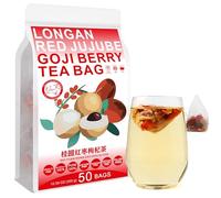 Plant Gift Longan Goji Berry Tea Bags 10.58oz (6g*50bags), Dried Longan, Wolfberry, Rose, Hongzao Chinese Pure Nature, Health Care Mixed Tea, Combination of Floral Tea 300g 桂圆枸杞茶
