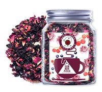 Plant Gift Rose Currant Beauty Tea, (Roselle, Grape, Blueberry, Raspberry, Double Red Rose Petals) Caffeine Free - Loose Leaf Non GMO Herbal Tea, Health tea, 70G/2.5oz