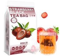 Plant Gift Strawberry Black Tea Bags 5.29oz (5g*30bags), Black Tea, Dried Strawberries, Chinese Pure Nature, Health Care Mixed Tea, Combination of Floral Tea 150g 草莓红茶