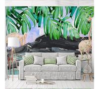 Plant Green Leaf Abstract Flamingo Creative Modern 3D Wallpaper Premium Textured Silk Neutral Tones Material Ideal for Living Room Bedroom-200cm×140cm
