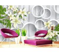 Plant Green Leaf Flower Geometric Circle 3D Wallpaper Luxury Home Dining Decor Paste Sofa Living Room The Wall for Bedroom Mural-250cm×170cm