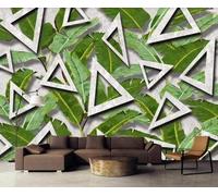 Plant Green Leaf Grey Geometric Triangle 3D Wallpaper Luxury Home Dining Decor Paste Sofa Living Room The Wall for Bedroom Mural-200cm×140cm