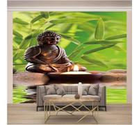 Plant Green Leaves Golden Buddha Statue Candle 3D Wallpaper Luxury Home Dining Decor Paste Sofa Living Room The Wall for Bedroom Mural-150cm×105cm