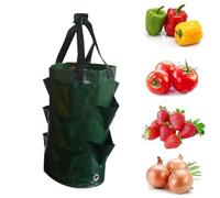 Plant Grow Bags, Breathable Eco Planting Bags, Potato Vegetable Strawberry Planting Growing Bag Multi-mouth Container Bags Grow Planter Pouch Root Bonsai Plant Pot (Green)