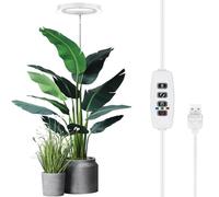Plant Grow Light LED Growing Lamp Full Spectrum for Indoor Plants Dimmable Height Adjustable 5V Auto Timer for Large Plant Light(Bianco)