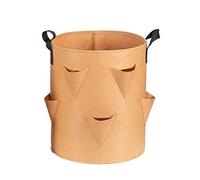 Plant Growing Bags Strawberry Vertical Grow Bags Plant Flower Herb Pouch Root Breathable Vegetable Reusable Planter Pot Garden Outdoor Planting Bag (Color : Brown, Size : 5 Gallon)