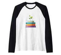 Plant Growing from Books Education Illustration Raglan Baseball Tee