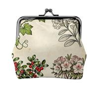Plant Guide Leather Coin Purse for Women-Small Kiss Lock Wallet, Mini Card Holder for Keys Lipstick, Cute Change Purse for Travel