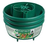 Plant Halos Watering System (Green | 3 Pack) - Grow Ring with Reservoir & Root Watering Spikes, Garden Plant Support for Pots Grow Bags