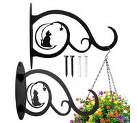 Plant Hanger Hooks - Outdoor Wall Mounted Iron Bracket Set, Rustproof Heavy Duty Vintage Style Support Arm Design, Ideal for Hanging Lanterns Flower Baskets Wind Chimes Garden Patio Decor