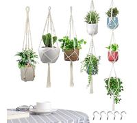 Plant Hanging Basket- Plant Hangers Indoor Macrame, Boho Macrame | Hanging Flower Pot With Cotton Linen Rope Net Bags | For Succulents Potho Ivy Ceiling Wall Hook Shelf Rod Balcony Railing Bedroom
