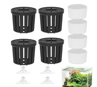 Plant Holder for Aquarium - Hydroponics Container with Root Protection, Transparent Visual Design Growing Pot, Vertical Aeration with Multiple Slots, Waterproof Resin Grow Case for Shrimp