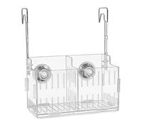 Plant Holder for Fish Tank - Transparent Acrylic Divider, Acrylic Adjustable Height Double Hook Aquarium Plant Basket, Aquatic Landscaping Support System, Clear Mounted Cultivation Containr, Underwat