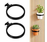 Plant Holder Wall Set of 2 Floating Shelf Black for Acoustic Panels No Drilling Multifunctional Plant Accessories for Living Room Bedroom Black Floating Shelf Decor (Round)