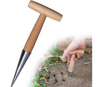 Plant Hole Digger for Planting Pointed Soil Hole Digging for Sowing Seeds, Garden Sow Dibbers Steel Dibber with Wood handle for Planting Seeds and Bulbs Hand Tools, Hand Dibbe