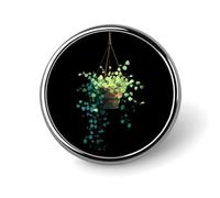 Plant in A Pot Botanical Round Badge Pin Metal Memorial Brooch Button Lapel Pins for Backpack Wedding