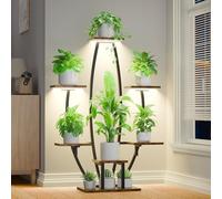 plant JUSTOGO 7 Tiered Large Shelf, 47" Corner Grow Light, Metal Flower Holder Curved Display Rack for Indoor Plants, Living Room, Home Decor, Patio"}