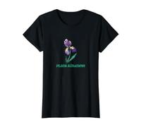 Plant Kindness Purple Iris Illustration Value Graphic T-Shirt, Women, Black, M