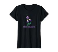 Plant Kindness Purple Iris Illustration Value Graphic T-Shirt, Women, Black, XS