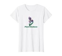 Plant Kindness Purple Iris Illustration Value Graphic T-Shirt, Women, White, M
