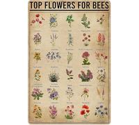 Plant Knowledge Metal Tin Sign Top Flowers for Bees Chart Poster Farm Garden Flower Shop Club Wall Decoration Plaque 8x12 Inch