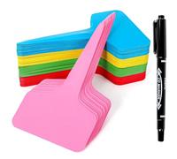 Plant Labels 200pcs 4 Inch T-Type Plant Name Tags Garden Labels Markers Plant Tags Seed Labels Plant Label Stakes with Permanet Marking Pen Plant Markers for Outdoor Garden (Mix-Color)